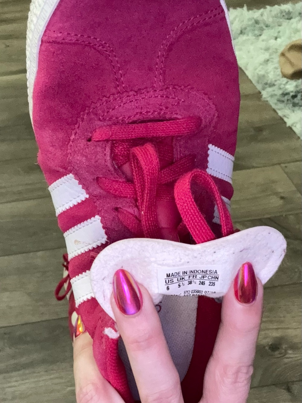 Adidas Gazelle Hot Pink Suede Sneakers Men 6 Women 8 - Picture 4 of 5